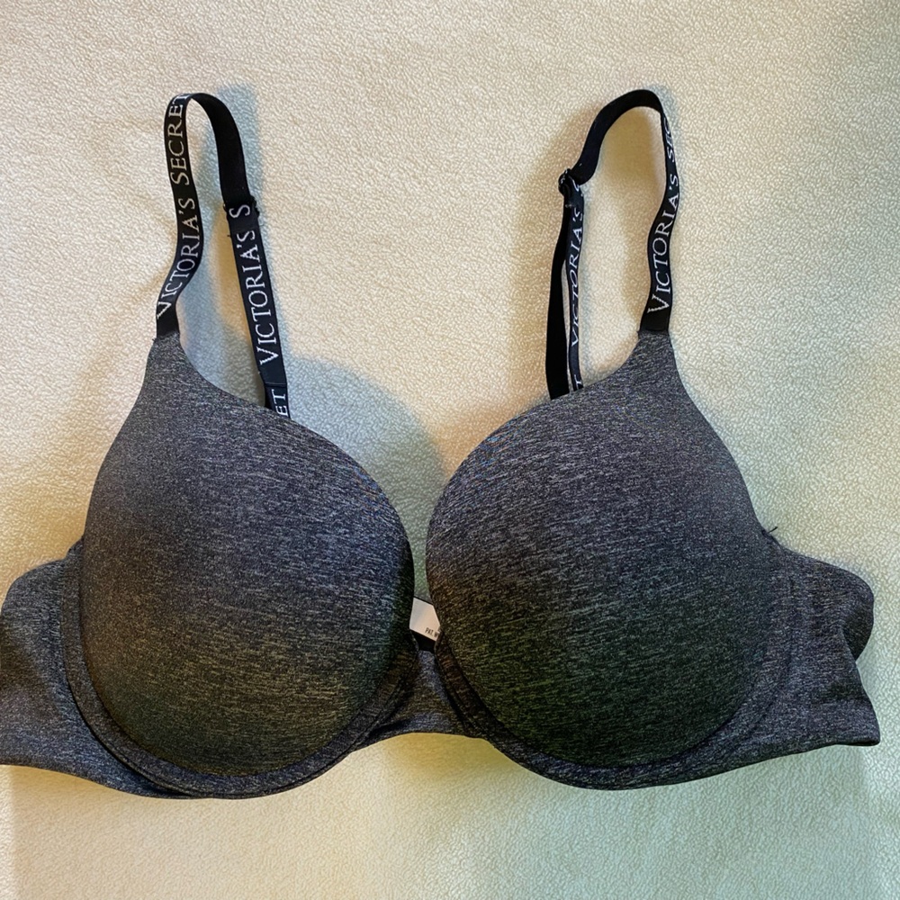 Victoria's Secret Charcoal Push Up Bra with Branded Straps 38B